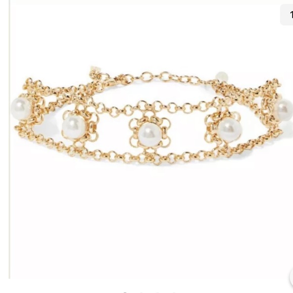 New Anthropologie Dannijo Pearl Perla Gold Pearl Choker Necklace